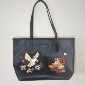 Coach City Zip Tote Tattoo Embroidery Leather